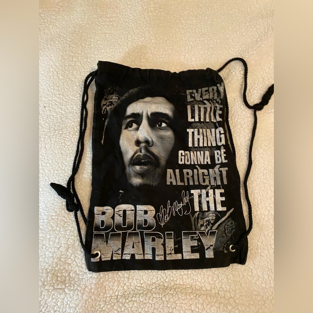 Bob Marley Black Drawstring Backpack - image 1